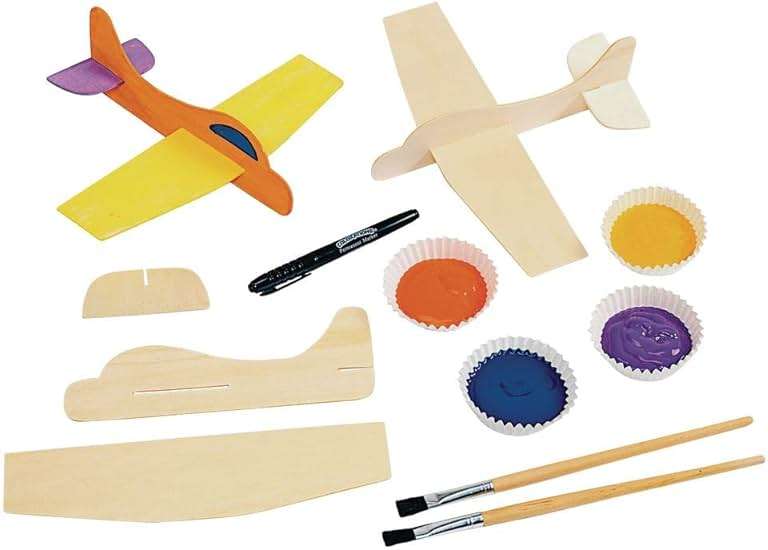 Colorations® Decorate Your Own Wooden Model Airplanes, Set of 12, Create Unique & Personal Designs, Fun Kids Craft Project, Craft Project for Boys & Girls, Decorate & Play Craft - Image 7