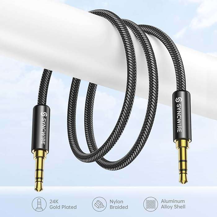Syncwire 3.5mm Nylon Braided Aux Cable (3.3ft/1m,Hi-Fi Sound), Audio Auxiliary Input Adapter Male to Male Cord for Headphones, Car, Home Stereos, Speaker, iPhone, iPad, iPod, Echo & More – Black - Image 5