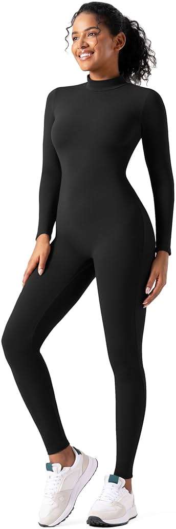 speerise Women Bodysuit Rompers Long Sleeve Jumpsuits Leotards One Piece Tummy Control Yoga Workout Outfits - Image 1