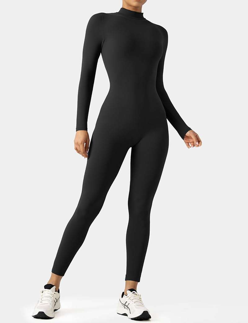 speerise Women Bodysuit Rompers Long Sleeve Jumpsuits Leotards One Piece Tummy Control Yoga Workout Outfits - Image 2