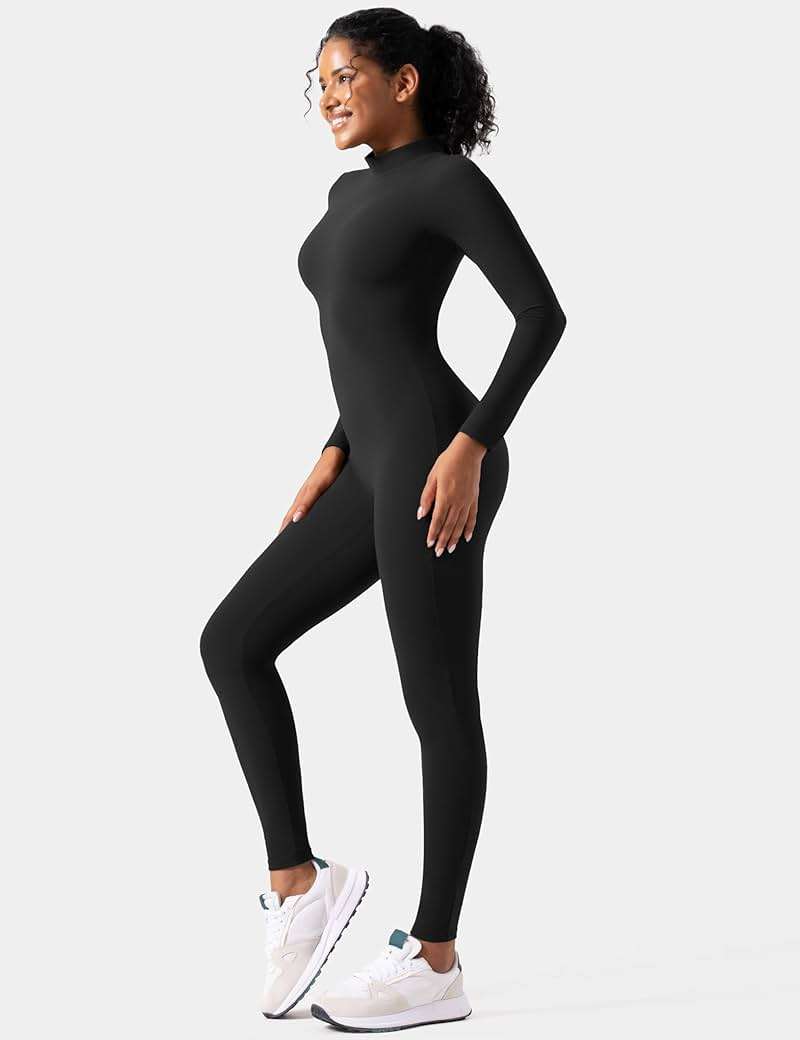 speerise Women Bodysuit Rompers Long Sleeve Jumpsuits Leotards One Piece Tummy Control Yoga Workout Outfits - Image 3