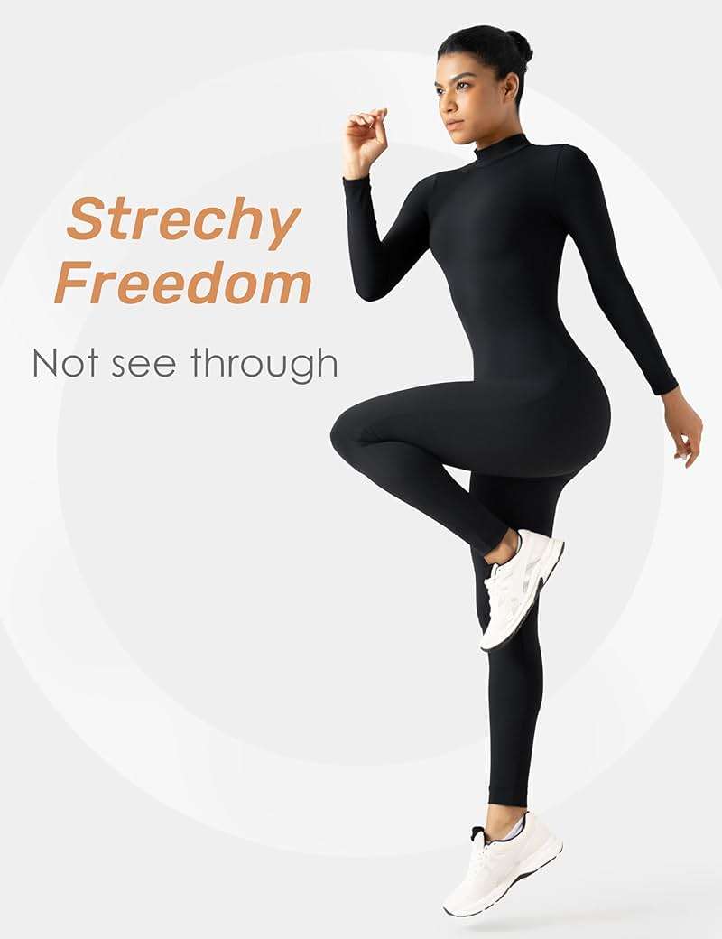 speerise Women Bodysuit Rompers Long Sleeve Jumpsuits Leotards One Piece Tummy Control Yoga Workout Outfits - Image 7