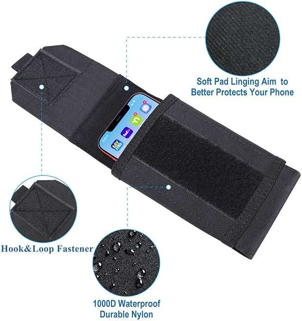 Universal Tactical MOLLE Holster Army Mobile Phone Belt Pouch EDC Security Pack Carry Accessory Kit Waist Bag Case Compatible iPhone 13 14 15 Pro XS Max XR 7 8 Plus for Samsung Galaxy S10 S9 S8 Plus - Image 3