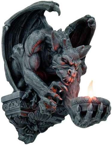 Pacific Giftware Menacing Winged Gargoyle Candle Holder Wall Sconce Sculpture Wall Decor 12.5 Inches - Image 1