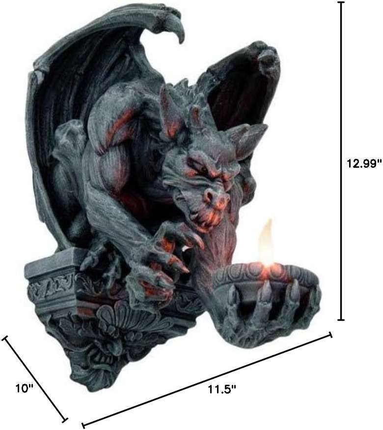 Pacific Giftware Menacing Winged Gargoyle Candle Holder Wall Sconce Sculpture Wall Decor 12.5 Inches - Image 2