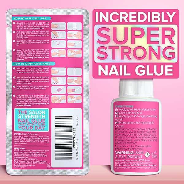 Super Strong Nail Glue for Press On Nails, Nail Tips & Acrylic Nails (8ml) NYK1 NailBond Brush On Glue for Press Ons, Tips & Acrylics - Long Lasting, Maximum Strength, Mess-Free Application - Image 6