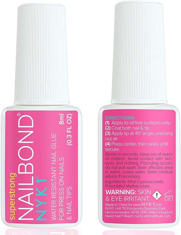 Super Strong Nail Glue for Press On Nails, Nail Tips & Acrylic Nails (8ml) NYK1 NailBond Brush On Glue for Press Ons, Tips & Acrylics - Long Lasting, Maximum Strength, Mess-Free Application - Image 10