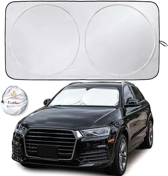 EcoNour Car Windshield Sun Shade | 2025 Upgraded Innovative No-Light-Pass Technology for Maximum Coverage | Foldable Sun Shade Keeps Your Vehicle Cool | Must-Have Car Accessories | Small (59" x 29") - Image 1