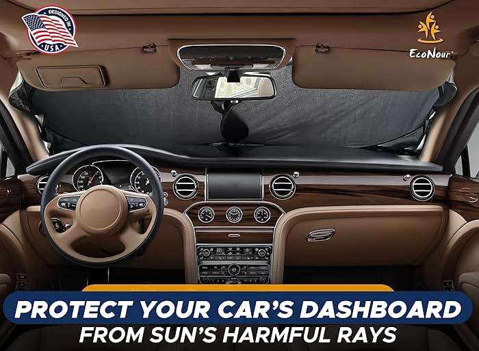 EcoNour Car Windshield Sun Shade | 2025 Upgraded Innovative No-Light-Pass Technology for Maximum Coverage | Foldable Sun Shade Keeps Your Vehicle Cool | Must-Have Car Accessories | Small (59" x 29") - Image 2