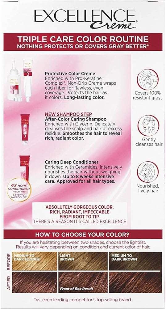 L'Oreal Excellence Creme Triple Protection Hair Color, Light Reddish Brown (Warmer) [6RB] 1 Each (Pack of 6) - Image 4