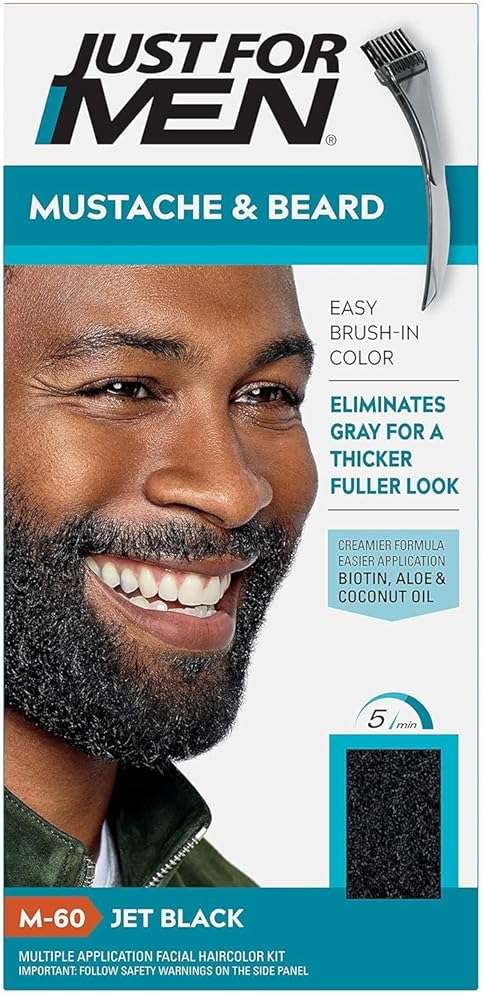 JUST FOR MEN Color Gel Mustache, Beard & Sideburns 115 Jet Black 1 Each (Pack of 12) - Image 1