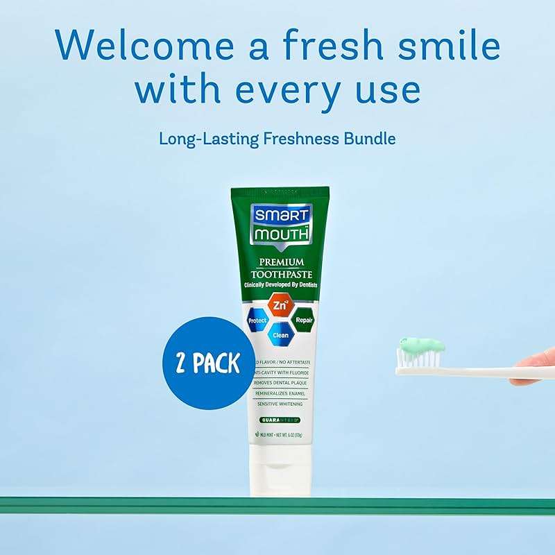 SmartMouth Anti-Cavity + Zinc Toothpaste - Fluoride for Cavity Prevention - Remineralizes Enamel - Sensitive Whitening - Alcohol-Free, Sugar-Free & Gluten-Free - 6 oz, 2-Pack - Image 3