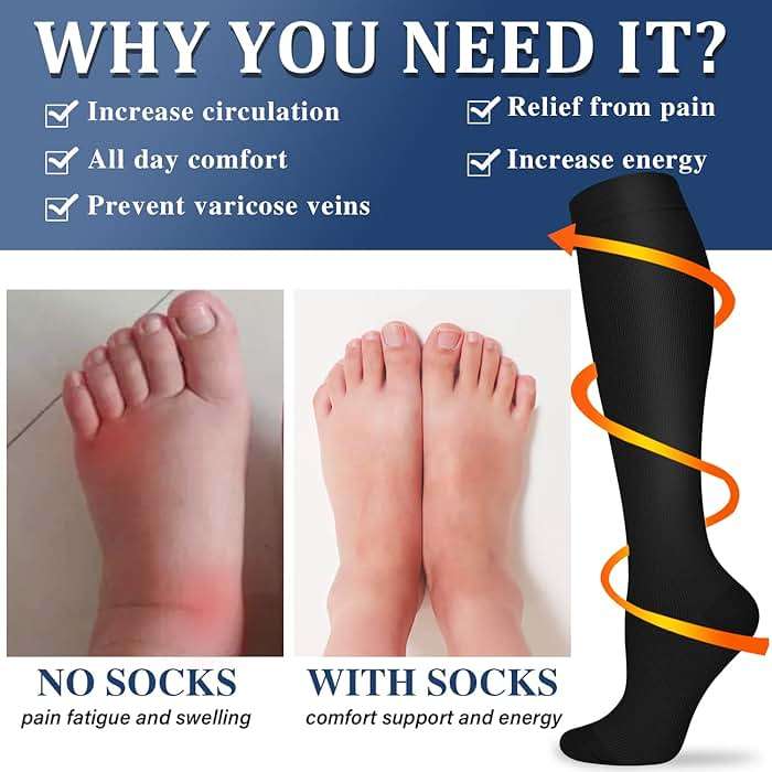 Sooverki Compression Socks for Women and Men Circulation (3/4 Pairs) is Best Support for Running Athletic Cycling Hiking - Image 2