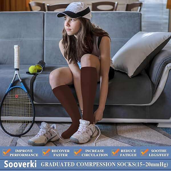 Sooverki Compression Socks for Women and Men Circulation (3/4 Pairs) is Best Support for Running Athletic Cycling Hiking - Image 3