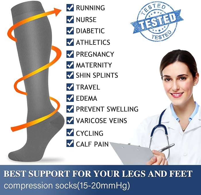 Sooverki Compression Socks for Women and Men Circulation (3/4 Pairs) is Best Support for Running Athletic Cycling Hiking - Image 5