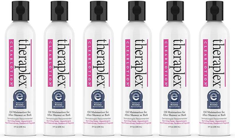Theraplex Clear Emollient Lotion (8 oz) - No Parabens or Preservatives, Noncomedogenic and Hypoallergenic, Fragrance Free, Dermatologist recommended (6 Pack Pour) - Image 1