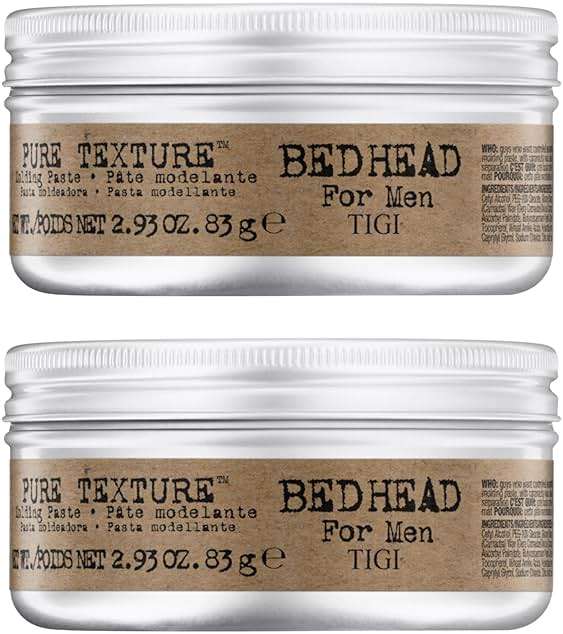 TIGI Bed Head for Men Pure Texture Hair Molding Paste - Use for Texture & Separation - Versatile Cream-to-Paste Fusion - For Men's Hairstyles - Use on Damp & Dry Hair - 2.93 oz (2 Pack) - Image 1