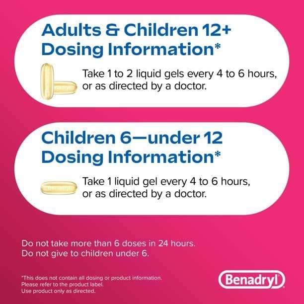 Benadryl Allergy Dye-Free 25 mg Liqui-Gels 24 ea (Pack of 11) - Image 6