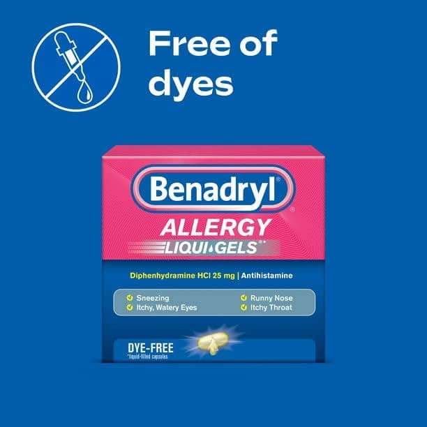 Benadryl Allergy Dye-Free 25 mg Liqui-Gels 24 ea (Pack of 11) - Image 7