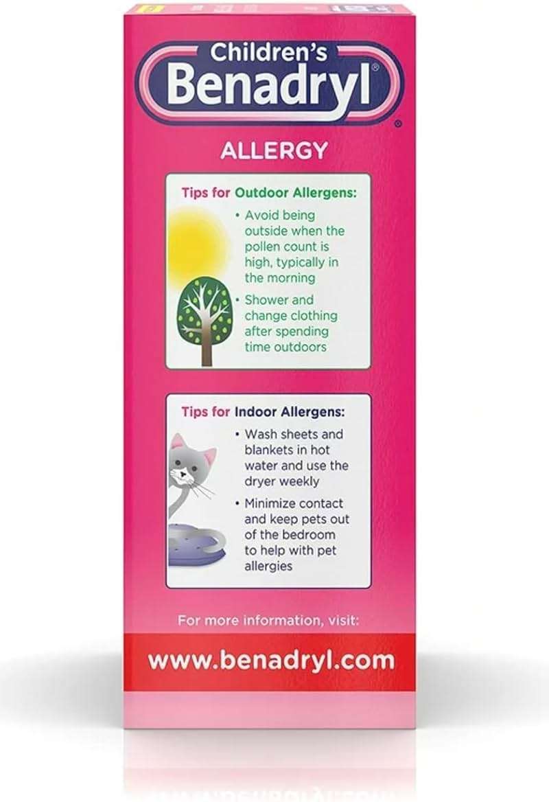 Benadryl Allergy Liquid Cherry For Children 8 Fl oz (Pack of 2) - Image 2
