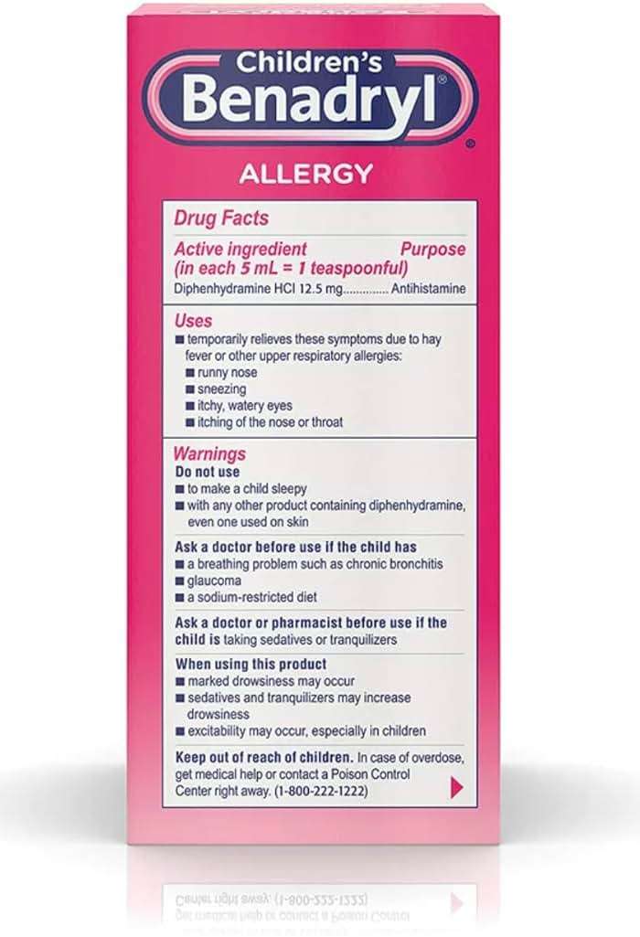 Benadryl Allergy Liquid Cherry For Children 8 Fl oz (Pack of 2) - Image 8