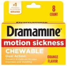 Dramamine Chewable Formula Motion Sickness Relief, 8 Orange Flavored Tablets Each (Value Pack of 10) - Image 6