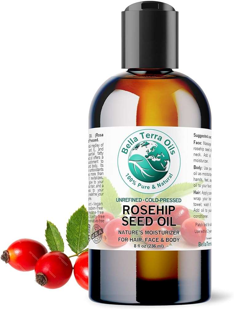 Bella Terra Oils - Natural Rosehip Facial Oil 8 oz - Dive into Natural Rosehip's Essential Fatty Acids & Antioxidants, Infused with Vitamin F, Elevate Daily Face Rituals - Image 1