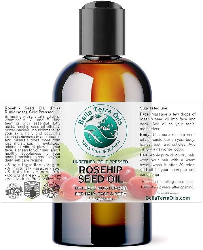 Bella Terra Oils - Natural Rosehip Facial Oil 8 oz - Dive into Natural Rosehip's Essential Fatty Acids & Antioxidants, Infused with Vitamin F, Elevate Daily Face Rituals - Image 2