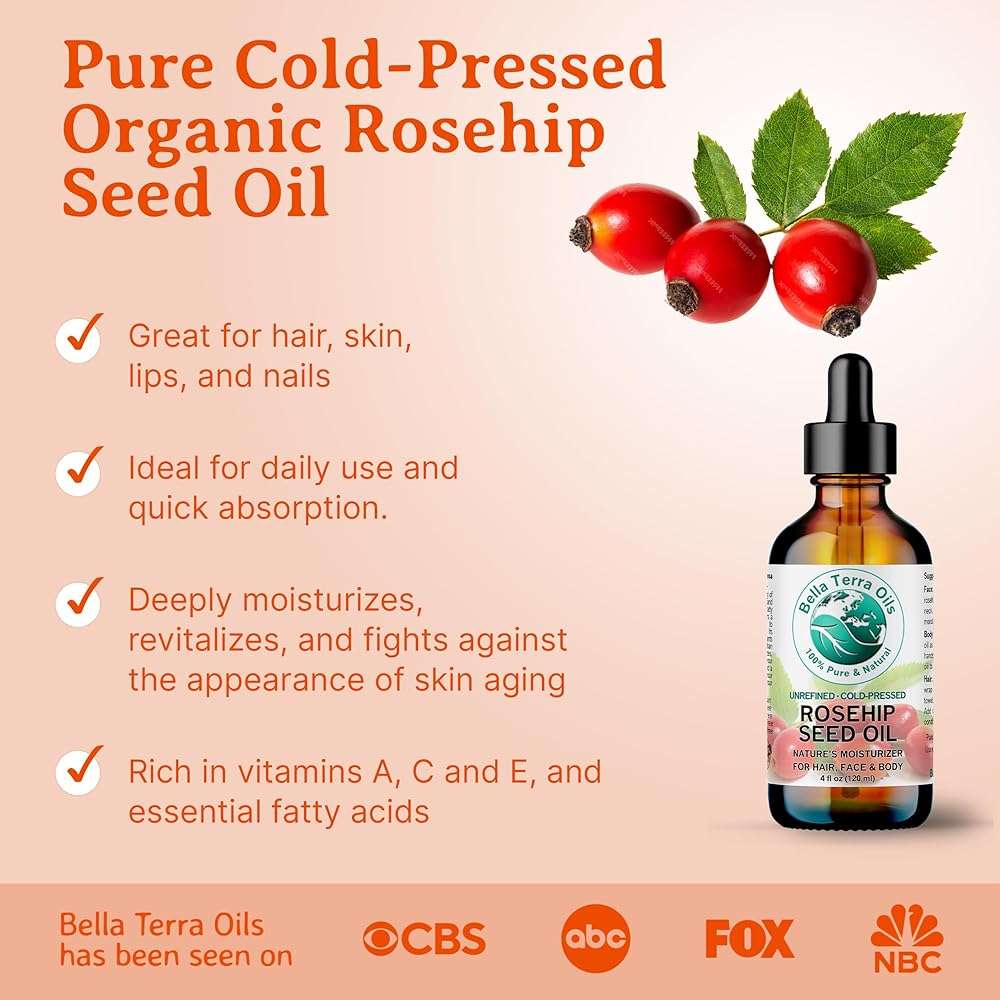 Bella Terra Oils - Natural Rosehip Facial Oil 8 oz - Dive into Natural Rosehip's Essential Fatty Acids & Antioxidants, Infused with Vitamin F, Elevate Daily Face Rituals - Image 3