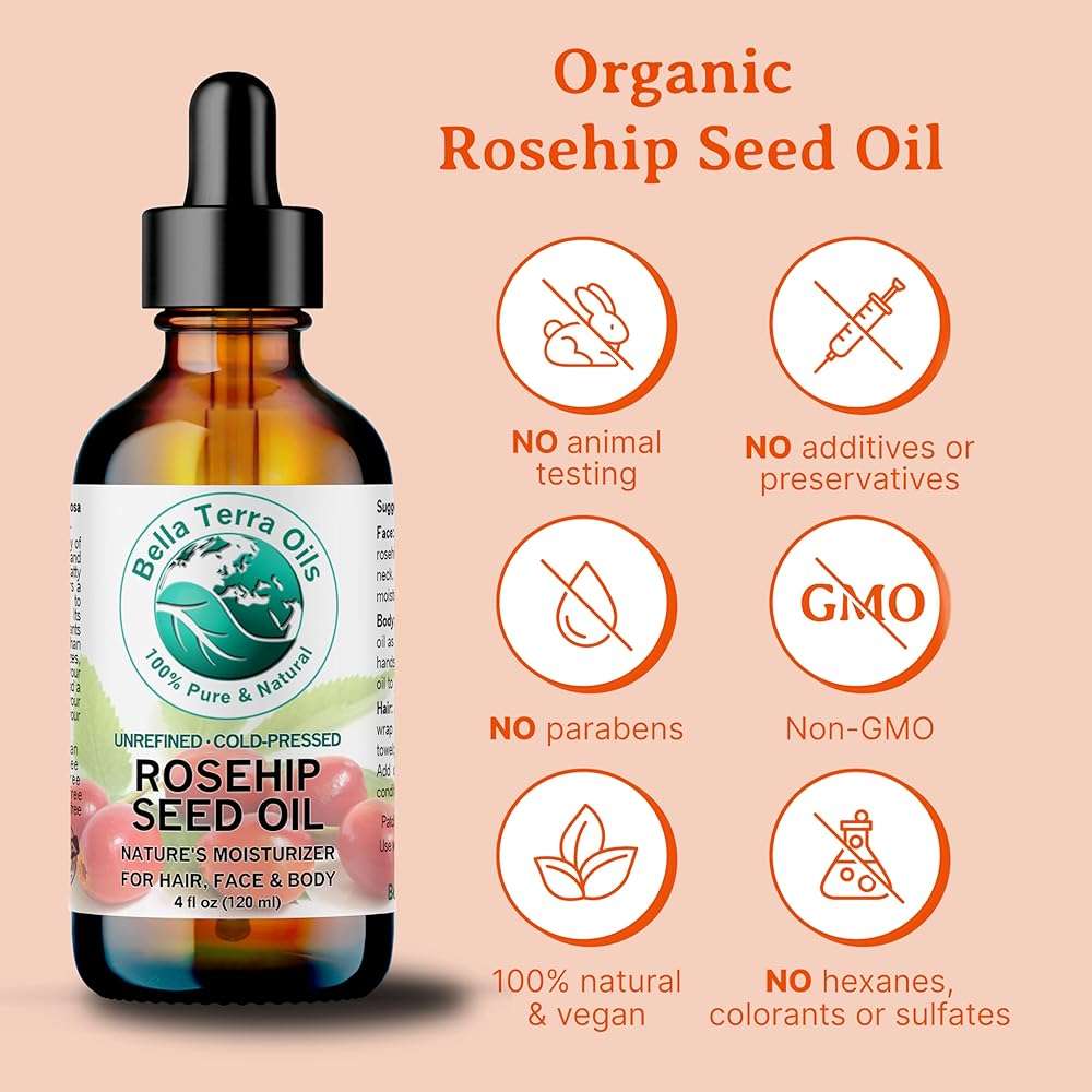 Bella Terra Oils - Natural Rosehip Facial Oil 8 oz - Dive into Natural Rosehip's Essential Fatty Acids & Antioxidants, Infused with Vitamin F, Elevate Daily Face Rituals - Image 4