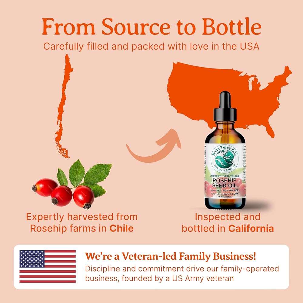 Bella Terra Oils - Natural Rosehip Facial Oil 8 oz - Dive into Natural Rosehip's Essential Fatty Acids & Antioxidants, Infused with Vitamin F, Elevate Daily Face Rituals - Image 7