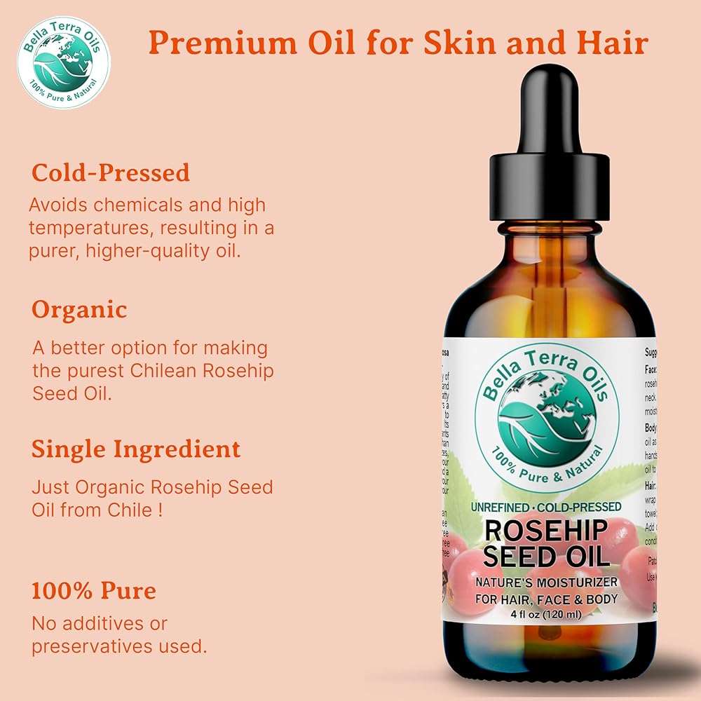 Bella Terra Oils - Natural Rosehip Facial Oil 8 oz - Dive into Natural Rosehip's Essential Fatty Acids & Antioxidants, Infused with Vitamin F, Elevate Daily Face Rituals - Image 8