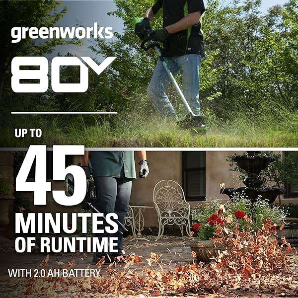 Greenworks 80V Brushless Cordless Yard Tool Combo Kit with 2.0Ah Battery & Rapid Charger – 16" Dual-Line String Trimmer and 500 CFM / 125 MPH Leaf Blower, Variable Speed, 4-Year Warranty - Image 3