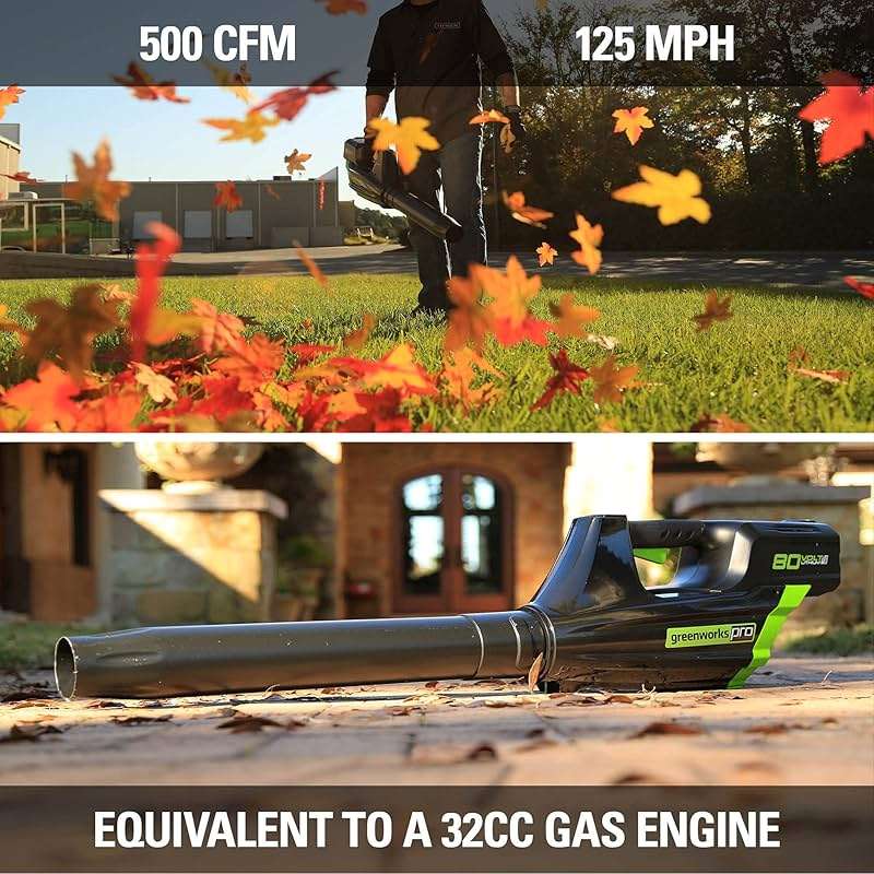 Greenworks 80V Brushless Cordless Yard Tool Combo Kit with 2.0Ah Battery & Rapid Charger – 16" Dual-Line String Trimmer and 500 CFM / 125 MPH Leaf Blower, Variable Speed, 4-Year Warranty - Image 5