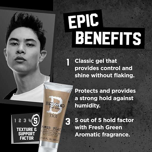 TIGI Bed Head Hair Gel for Men, Power Play 2-Pack – Firm Finish, Anti-Humidity, Frizz Control Hair Care Products for Men, 6.76 Oz Ea - Image 3