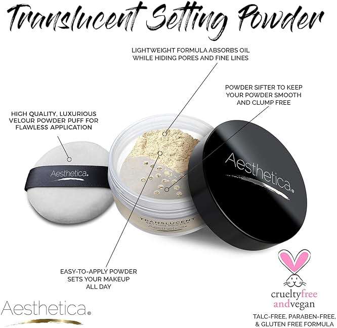 Aesthetica Translucent Setting Powder – Matte Finishing Makeup Loose Setting Powder – Flash Friendly Translucent Powder Foundation - Loose Face Powder Includes Velour Puff - Image 2
