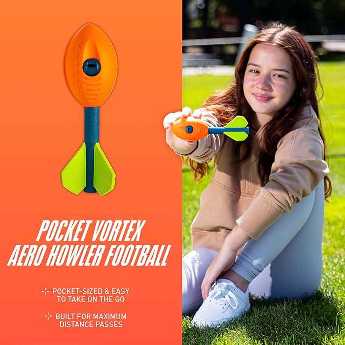 NERF Vortex Mini Aero Howler Foam Football - NERF Soft Mini Vortex Football for Long-Distance Throws - Perfect for Pool + Beach Ball - Kids Aero Howler Whistle Foam Ball - Image 3