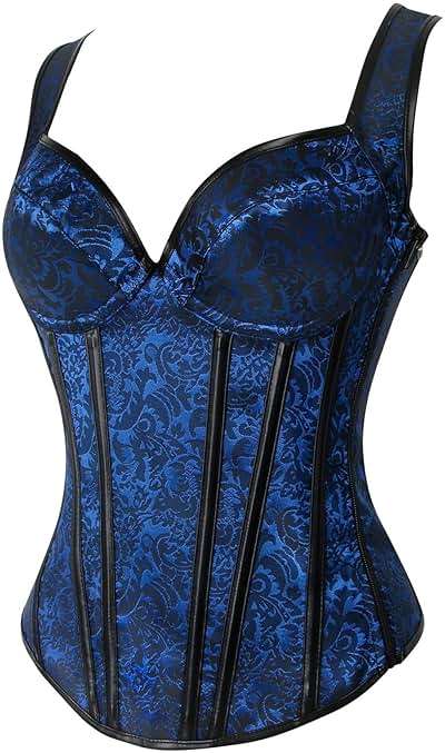 Kimring Women's Gothic Jacquard Shoulder Straps Tank Overbust Corset Bustiers - Image 2