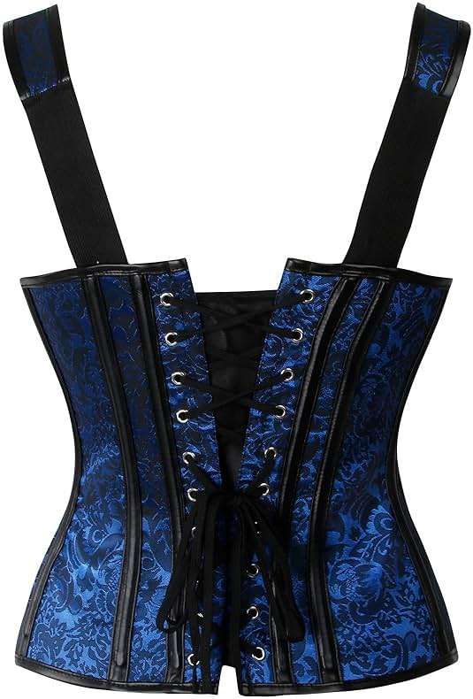 Kimring Women's Gothic Jacquard Shoulder Straps Tank Overbust Corset Bustiers - Image 3