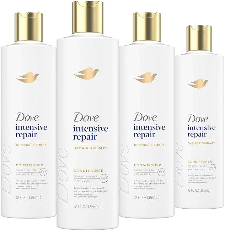 Dove Conditioner Intensive Repair 4 count for Damaged Hair Bio-Protein Care Technology and Amino Serum 12 oz - Image 1