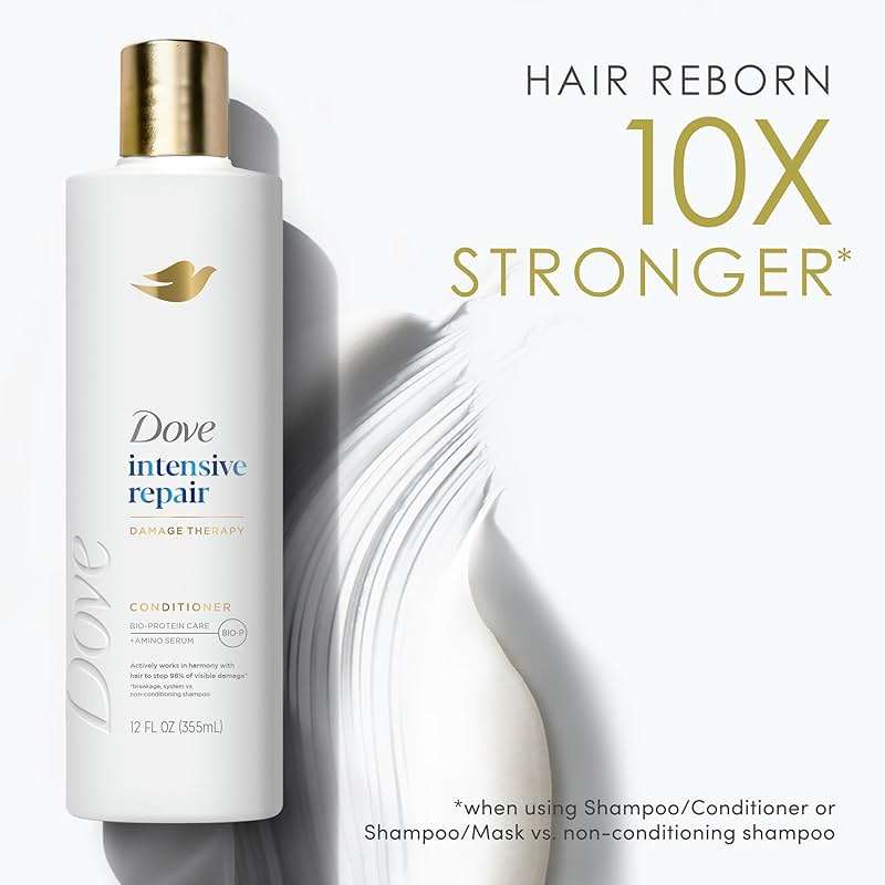 Dove Conditioner Intensive Repair 4 count for Damaged Hair Bio-Protein Care Technology and Amino Serum 12 oz - Image 4