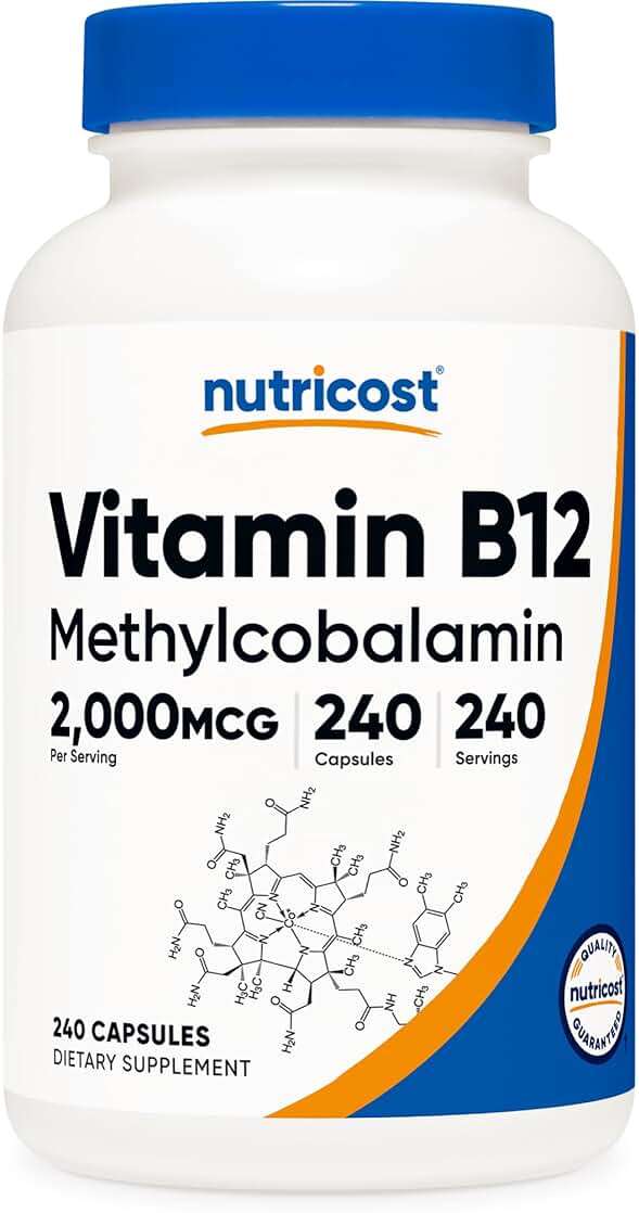 Nutricost Vitamin B12 (Methylcobalamin) 2000mcg, 240 Capsules - Vegetarian Caps, Non-GMO, Gluten Free B12 Supplement - Image 1