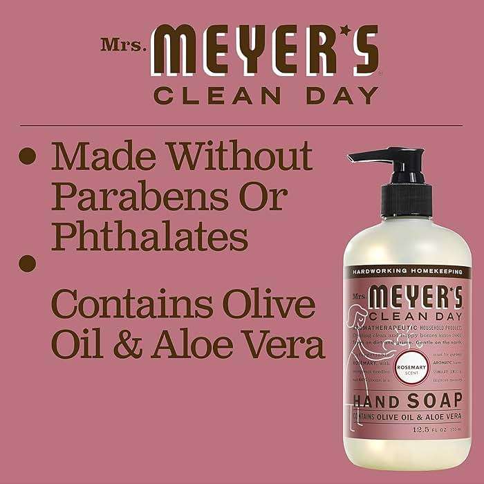 MRS. MEYER'S CLEAN DAY Liquid Hand Soap, Cruelty Free, Rosemary Scent, 12.5 oz- Pack of 3 - Image 6