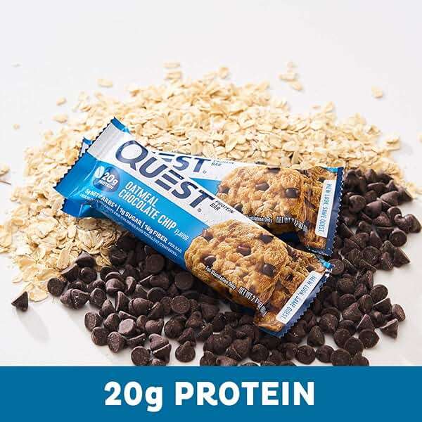 Quest Nutrition Oatmeal Chocolate Chip Protein Bars, 20g Protein, 1g Sugar, 5g Net Carb, Gluten Free, Keto Friendly, 12 Count - Image 5