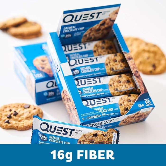 Quest Nutrition Oatmeal Chocolate Chip Protein Bars, 20g Protein, 1g Sugar, 5g Net Carb, Gluten Free, Keto Friendly, 12 Count - Image 7