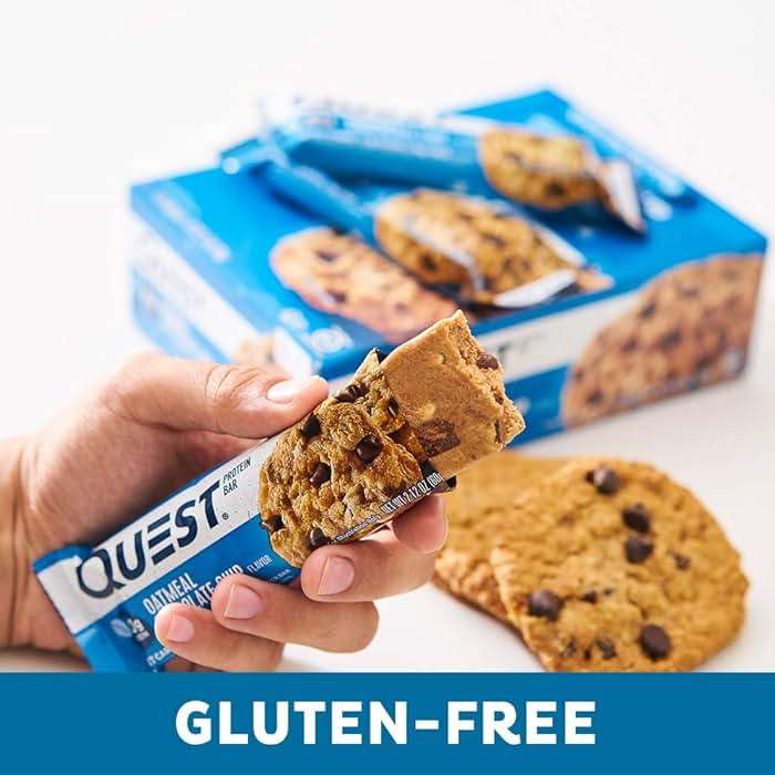 Quest Nutrition Oatmeal Chocolate Chip Protein Bars, 20g Protein, 1g Sugar, 5g Net Carb, Gluten Free, Keto Friendly, 12 Count - Image 8
