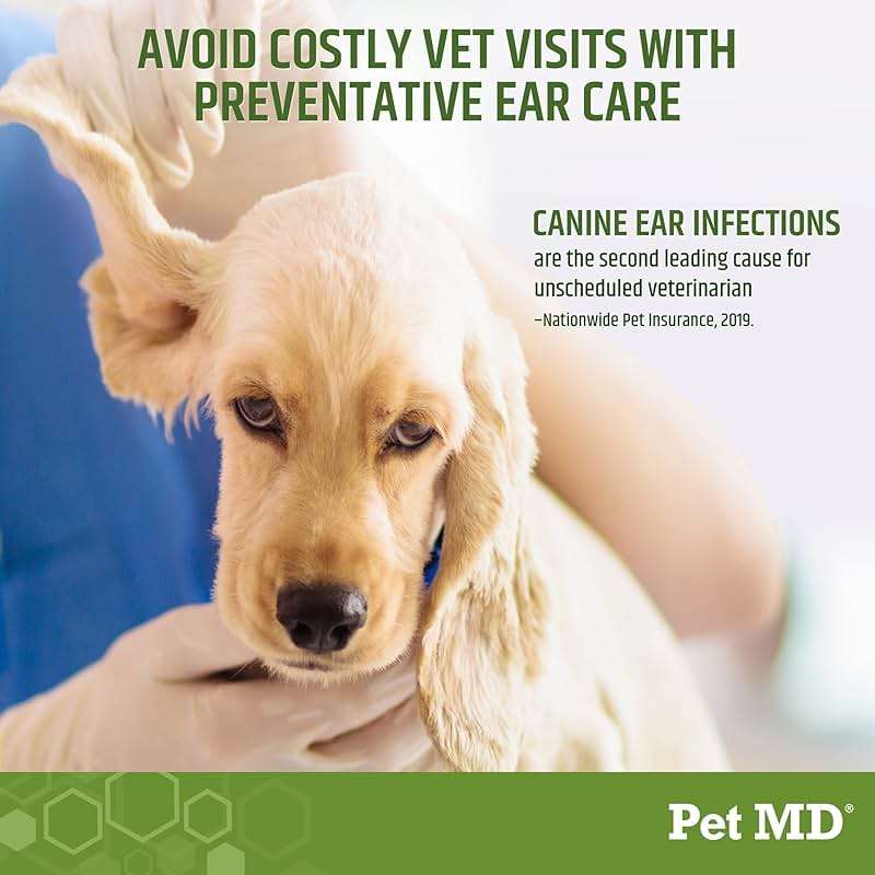 Pet MD Dog Ear Cleaning Wipes – Otic Cleanser for Dogs, Soothing Ear Care with Aloe Vera & Eucalyptus, Regular Wipes, 100 Count - Image 3