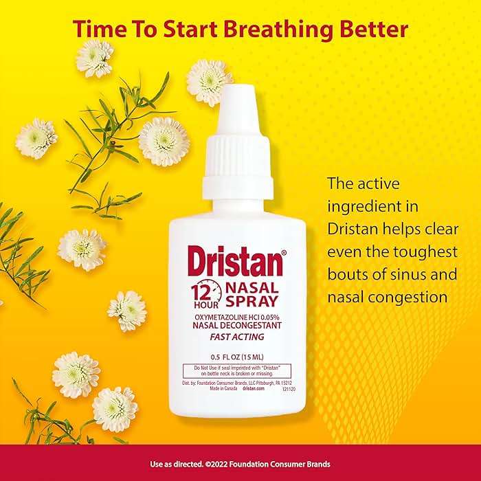 Dristan 12-Hour Nasal Spray Decongestant, Fast-Acting Sinus and Nasal Congestion Relief from Colds, Hay Fever and Allergies, Oxymetazoline HCI, Nose Spray Decongestant, .5 Fl oz - Image 4