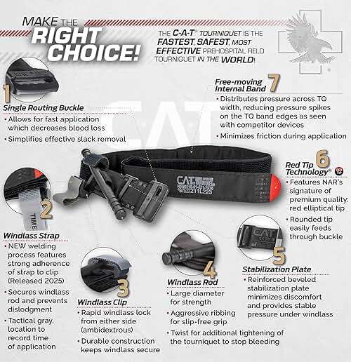 North American Rescue C-A-T Combat Application Tourniquet (Black) NAR Genuine Gen 7 CAT Gray Time-Stamped Military Issued (30-0001) - Image 7