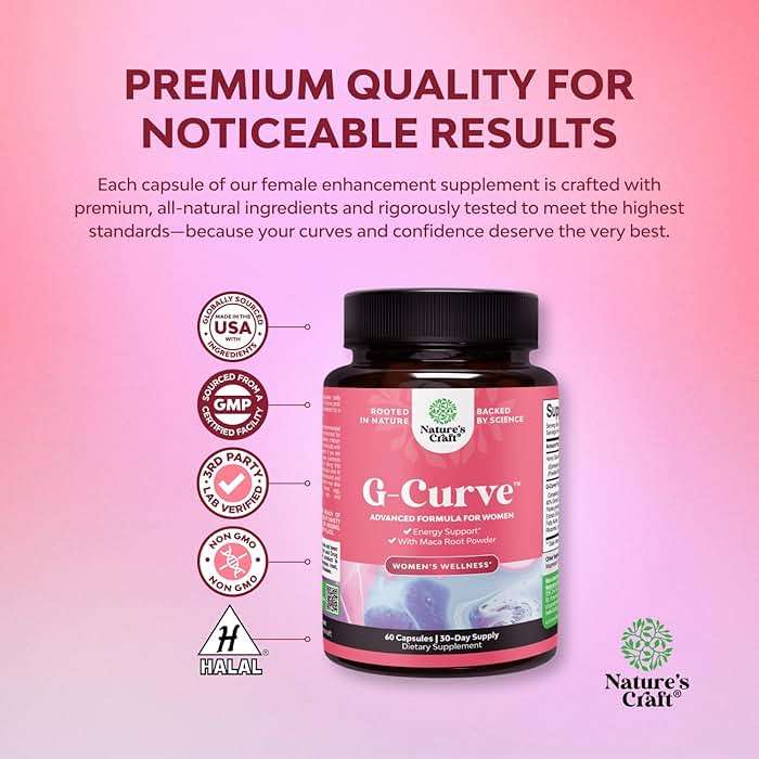 G-Curve Butt and Breast Growth Capsules - Horny Goat Weed Muira Puama & Maca Root for Butt Growth Support - Advanced Herbal Formula - Supports Bigger Butt & Bigger Breast - Easy to Swallow - 60 Count - Image 4